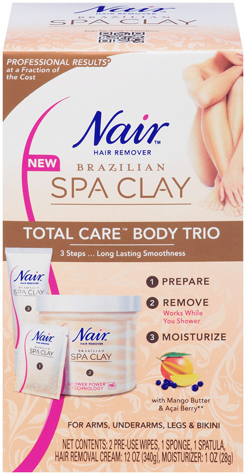 Nair, Brazilian Spa Clay, hair removal, depilatory, smooth, summer