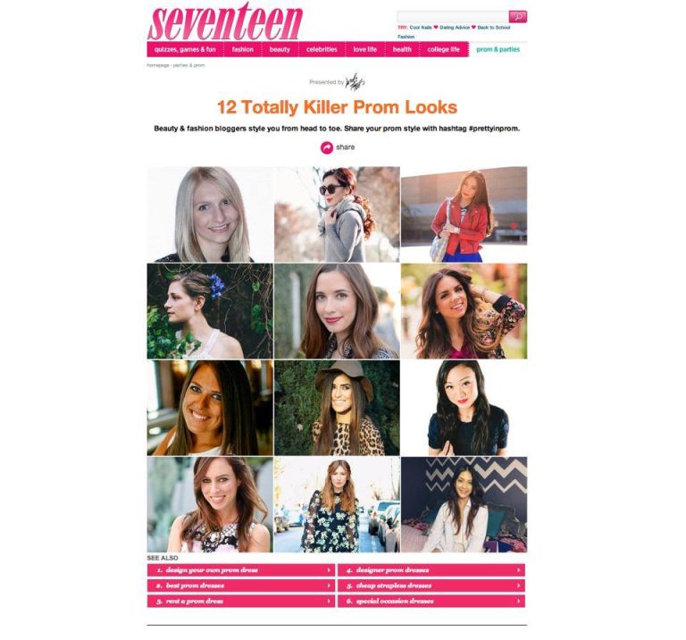 My Prom Picks on Seventeen Magazine’s Website