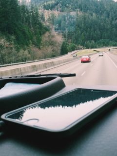 Make Your Instagram Look Better with a cell phone on the dashboard of a truck.