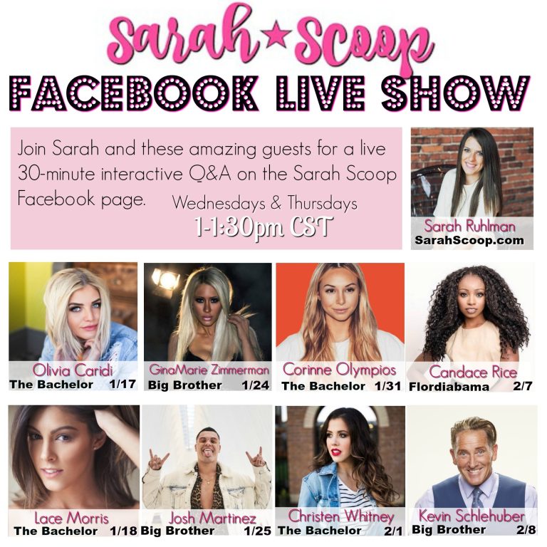 Sarah Scoop Facebook Live Show Announcement