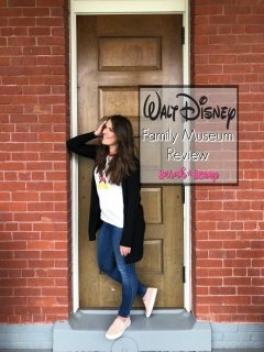 A woman reviewing the Walt Disney Family Museum.