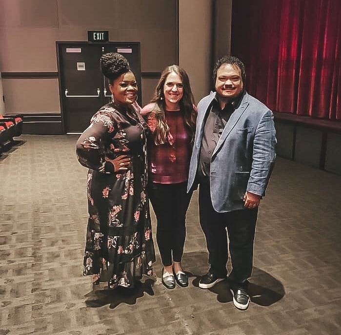 Author Sarah Ruhlman with Yvette Nicole Brown and Adrian Martinez from Lady and the Tramp