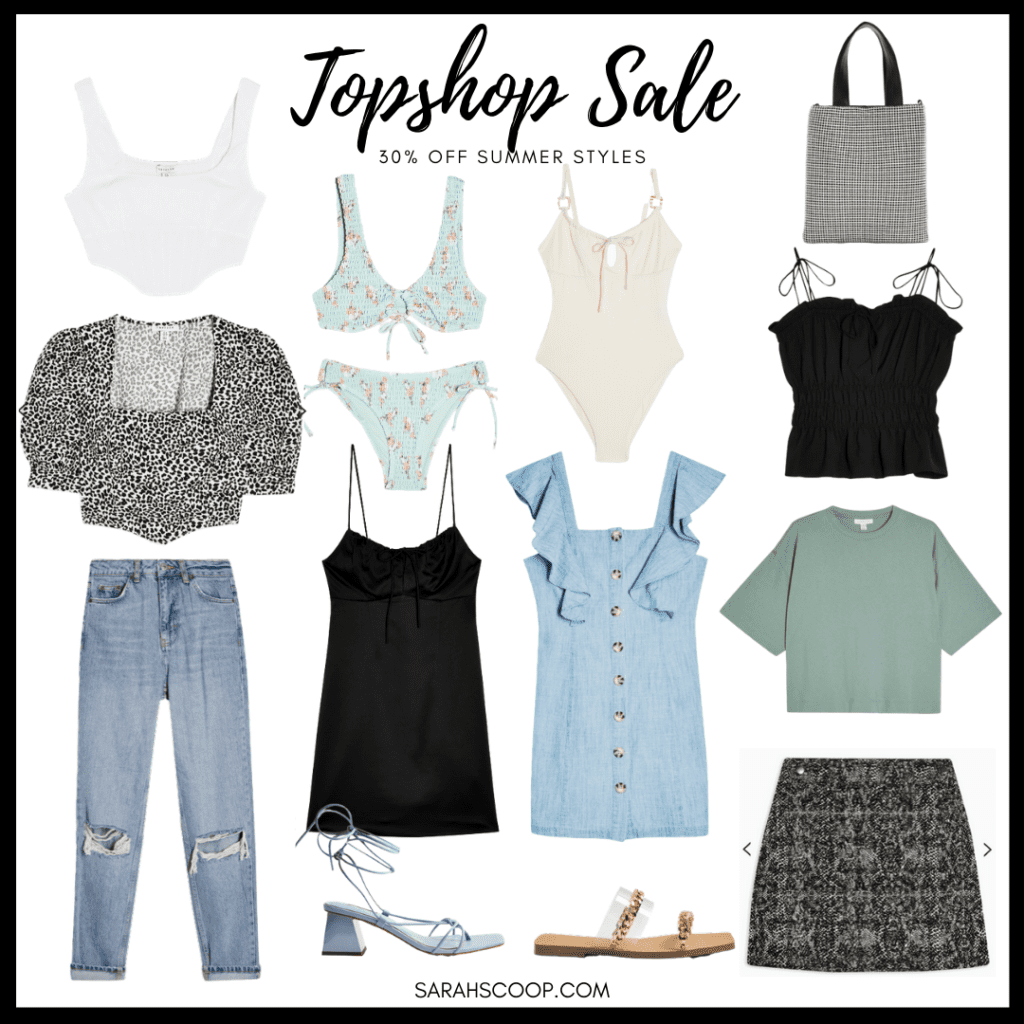 Alt=" Topshop Sale 30% off summer styles collage"