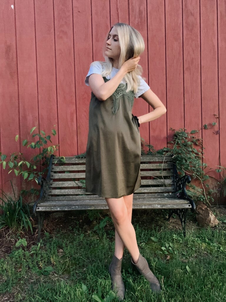 Girl in dress and ankle boots