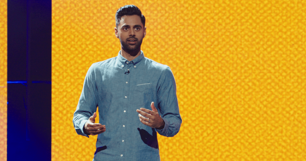 Hasan Minhaj in his comedy special, Homecoming King