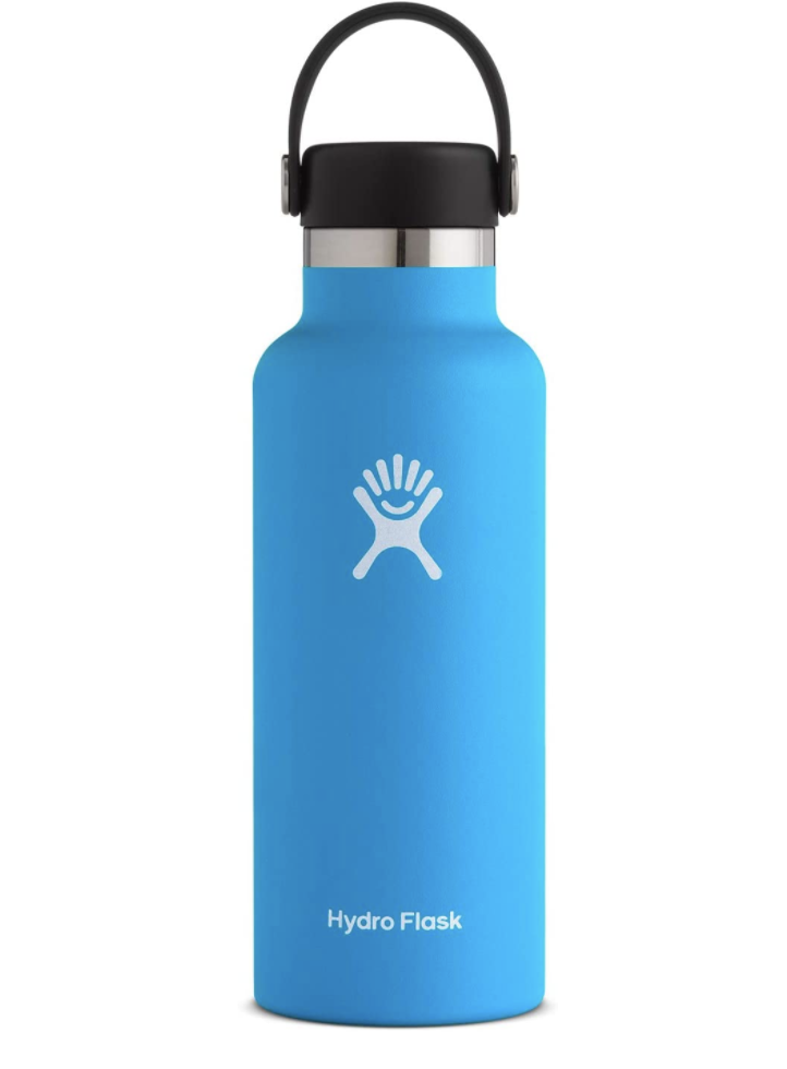 Blue hydro flask bottle for school.