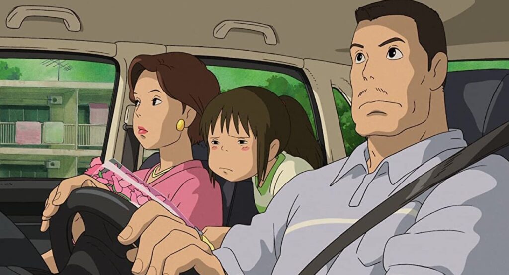 chihiro's parents driving in car