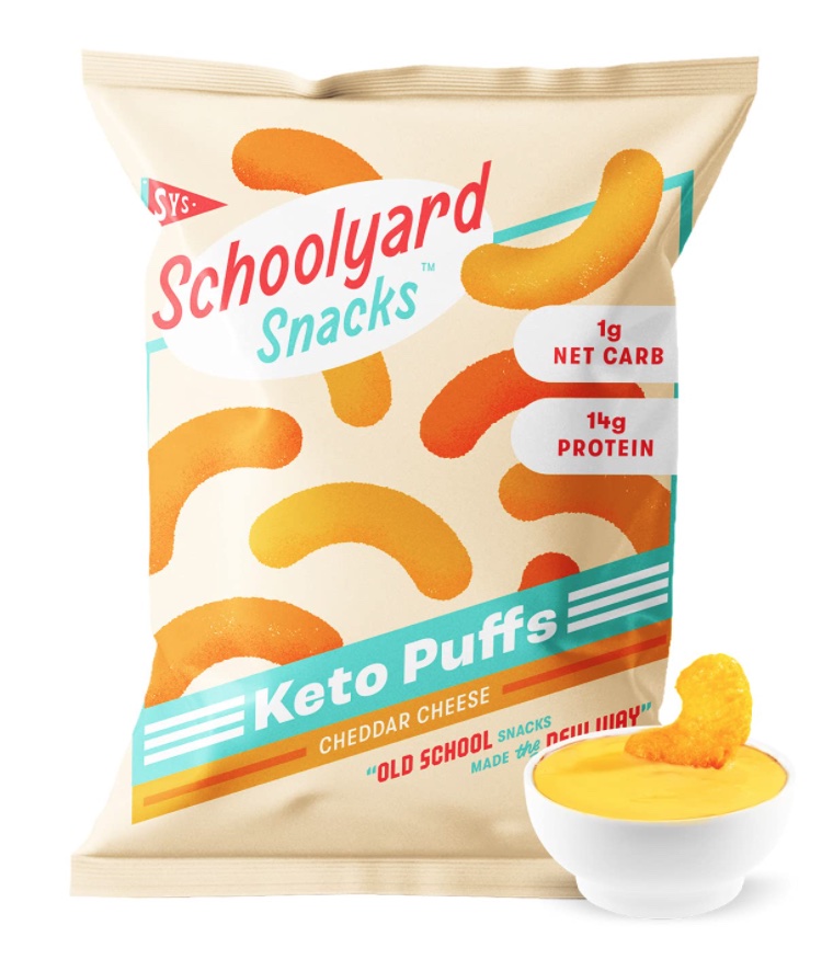 Schoolyard Snacks Low Carb Keto Cheese Puffs: best keto snacks to buy on Amazon