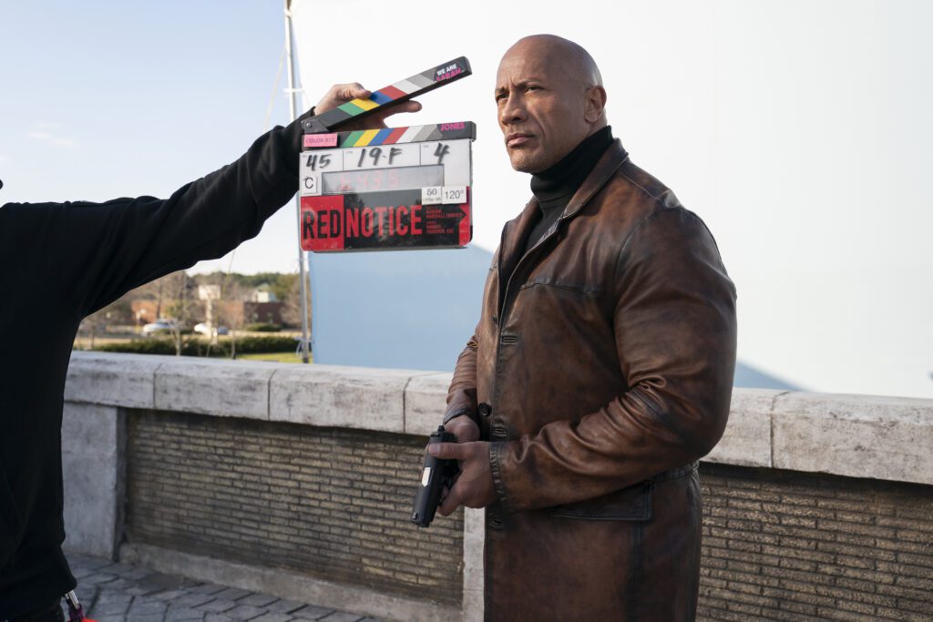 Dwayne Johnson as John Hartley in Red Notice as seen on February 21, 2020.