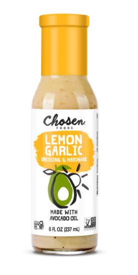 Pictured is Chosen Foods Lemon Garlic Dressing