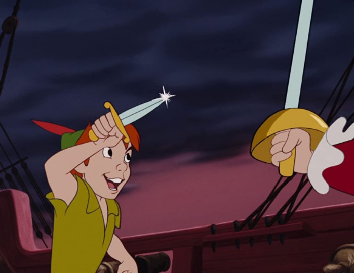 peter pan and captain hook fighting