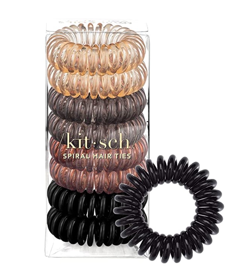 Pictured is a pack of spiral hair ties. 
