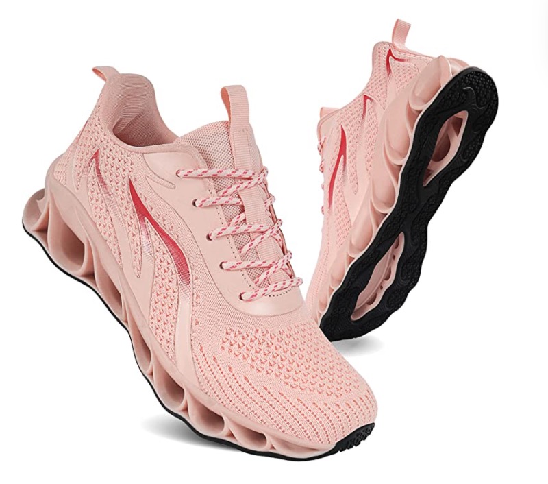 Pictured is pink TIAMOU women's running shoes. 