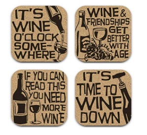 Fun Phrases Wine Lover Coasters Set of 4