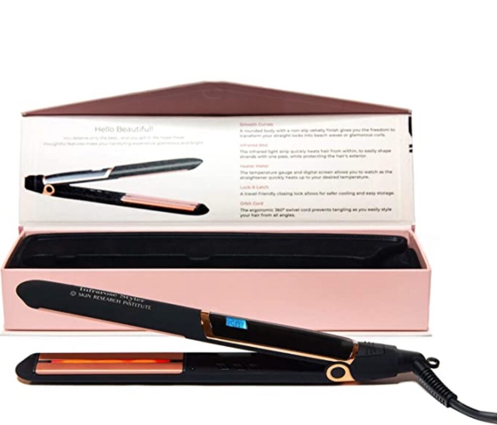 Skin Research Institute Infrarose Styler Flat IronLooking for a great way to achieve sleek and sexy hair? Look no further than the Infrarose Styler Flat Iron! This amazing product heats up quickly and has a heat range of 250° to 450°, making it perfect for all hair types. Plus, the unique infrared technology protects your hair while you straighten it! With this flat iron, you can get goddess-like beach waves or beautiful long-lasting curls with ease. Tired of frizzy hair? The Infrarose Styler is here to help!