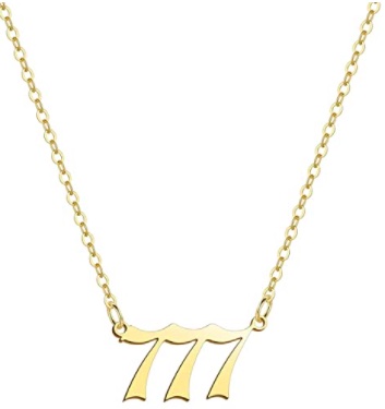Gold Angel Number 777 Necklace for Women