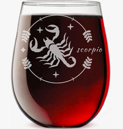 Scorpio Zodiac Astrological Sign Stemless Wine Glass; how do you know if a scorpio man likes you what gestures