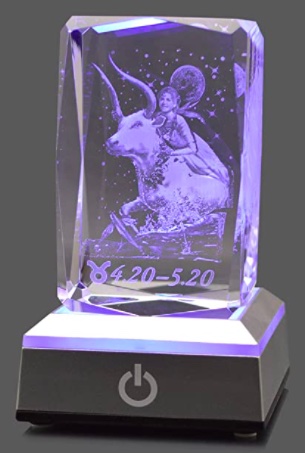 Taurus Constellation Crystal with LED Colorful Light Base