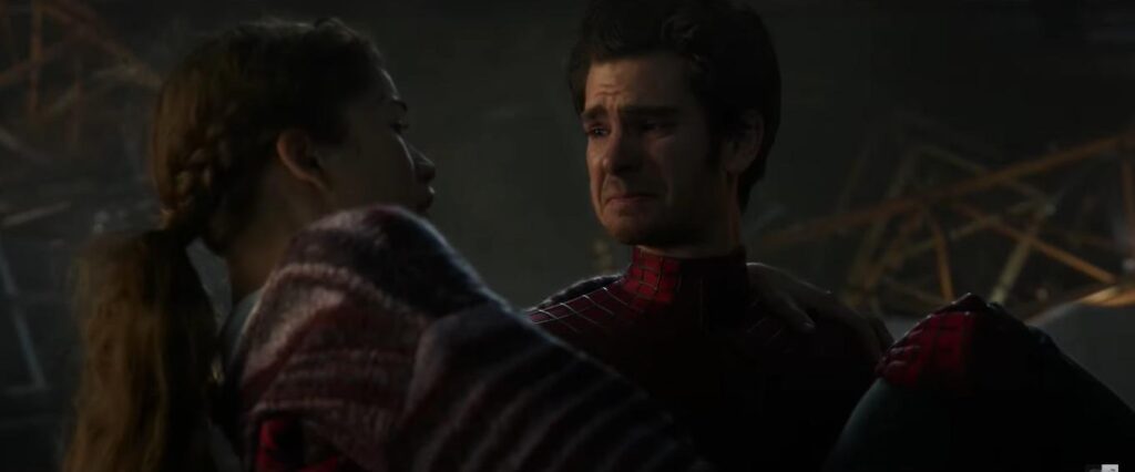 Zendaya as MJ and Andrew Garfield in Spider-Man: No Way Home (2021)