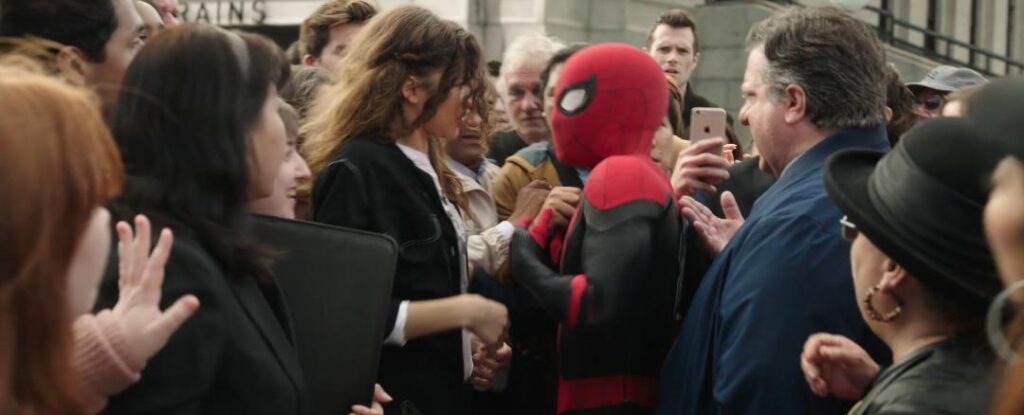 Zendaya as MJ and Tom Holland in Spider-Man: No Way Home (2021)