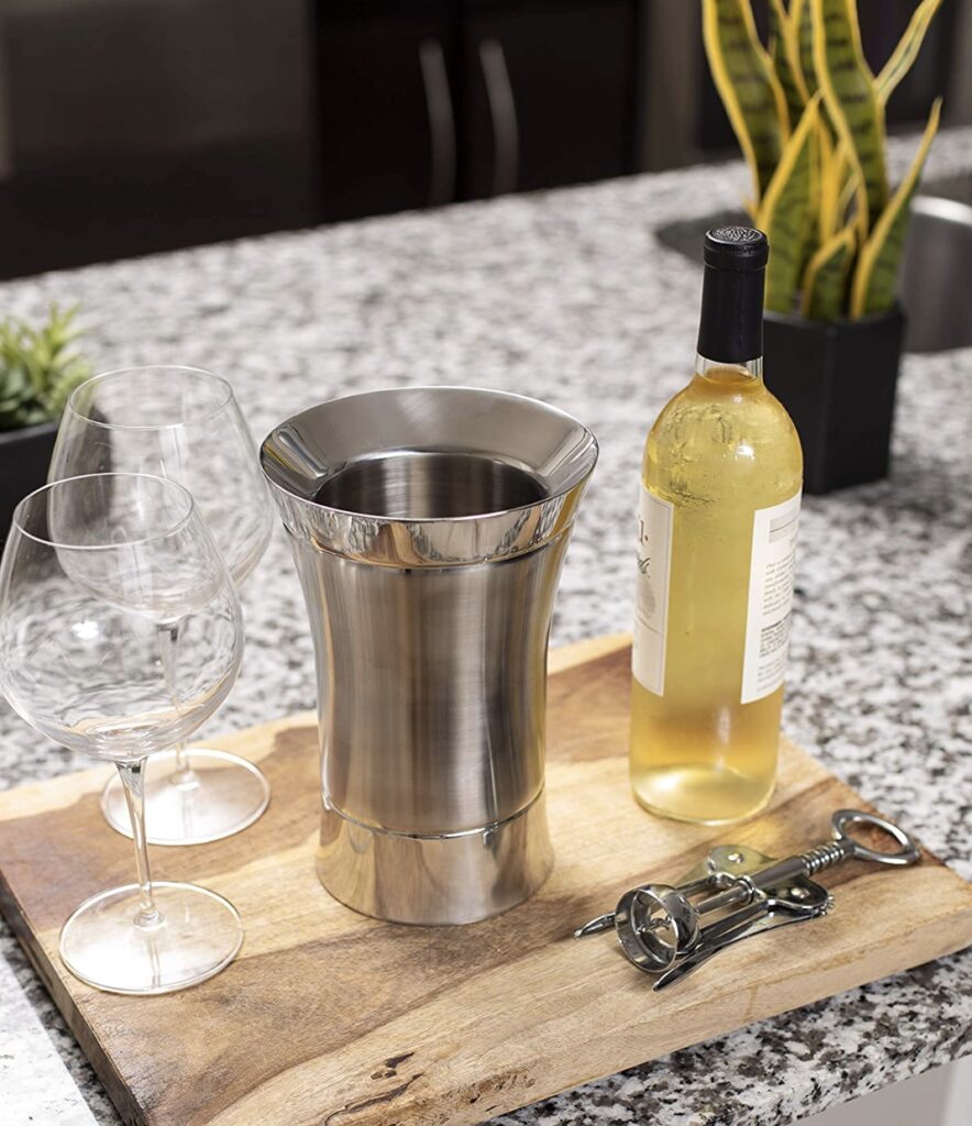 NEW~VINENCO SELECTION: Stainless Wine Chiller with Stopper & Foil  Cutter/Swell