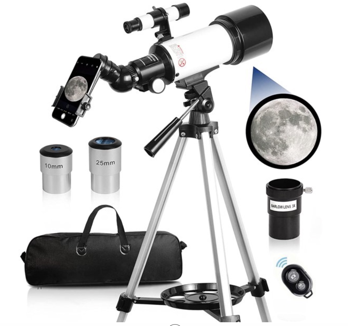Adjustable Portable Travel Telescopes with Backpack 70mm Aperture 400mm AZ Mount Astronomical Refractor Telescopes for Kids Astronomy Beginners Vanstarry Telescope 