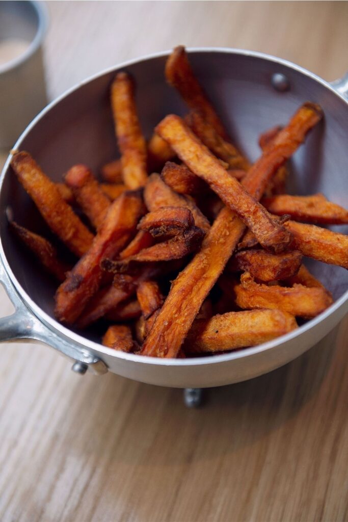 sweet potato fries in a frying dish