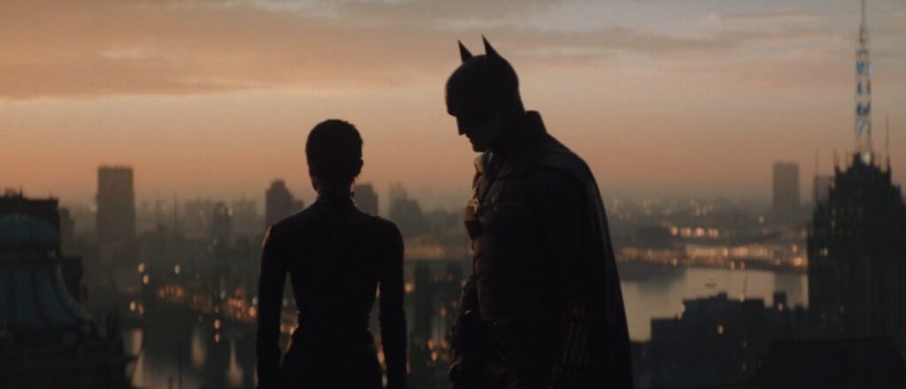 Robert Pattinson as Bruce Wayne / Batman and Zoë Kravitz as Selina Kyle / Catwoman in the batman
