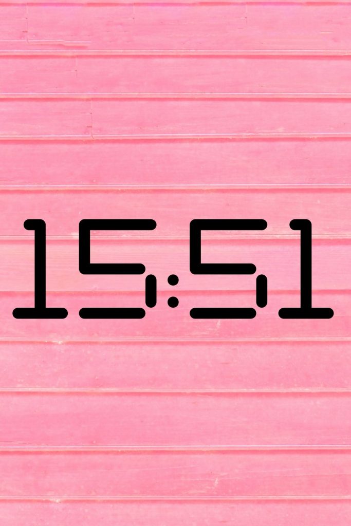 15:51 mirror hour pink wood background