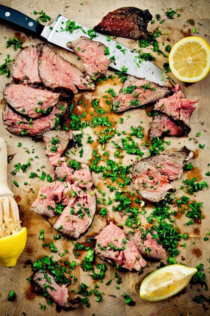 London Broil with garnish what to serve with bloody marys