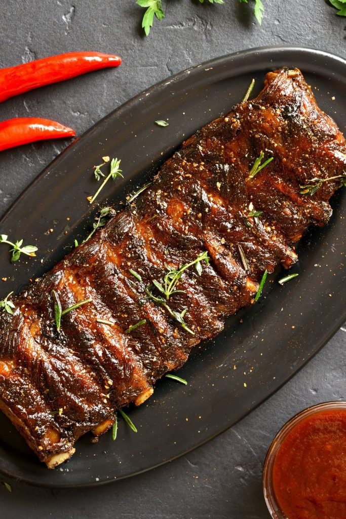 Ribs on a plate with garnish what to serve with bloody marys