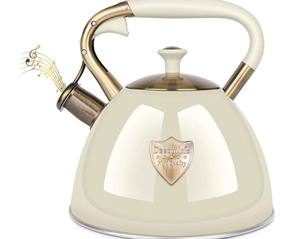 GS-04025-3L, Pink Riwendell 3.2 Quart Whistling Candy ColorTea Kettle Stainless Steel StoveTop Teapot 