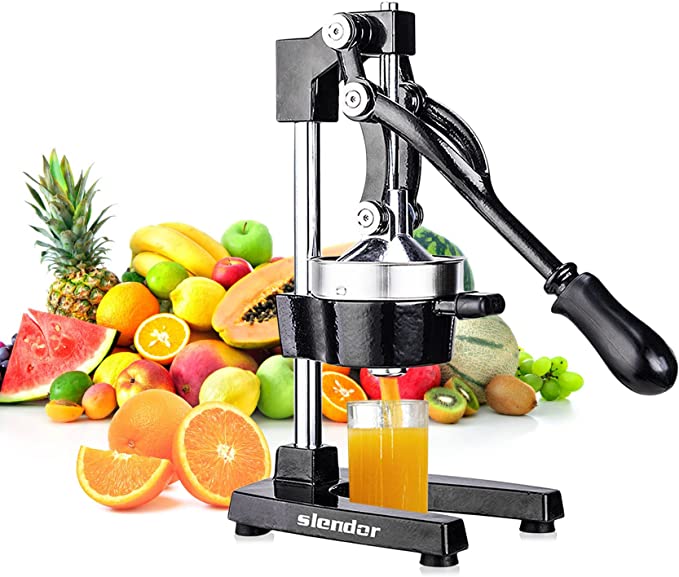 Gowintech Commercial Heavy Duty Cast Iron Hand Press Manual Orange Citrus Lemon Lime Grapefruit Fruit Juice Squeezer Machine Black 