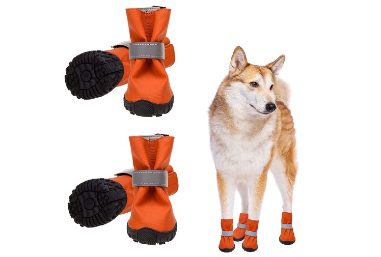 Dog Water Shoes for Small Medium Large Dogs Hot Pavement Waterproof Reflective Breathable Adjustable Dog Summer Beach Hiking Booties with Non-Slip Soles Fuzilin Dog Boots 