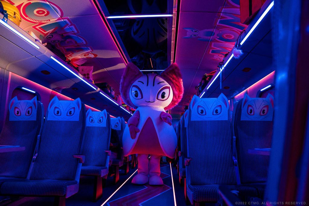 cute character on bullet train
