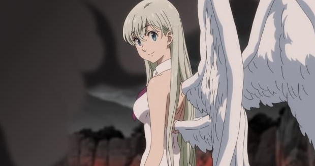 Elizabeth Liones anime character with white hair
