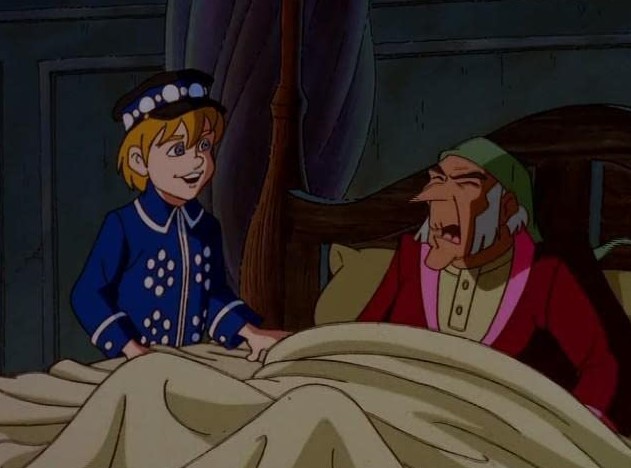 scrooge laying in bed
