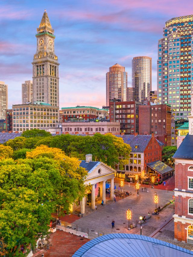 historic city of boston featuring tall buildings during sunset