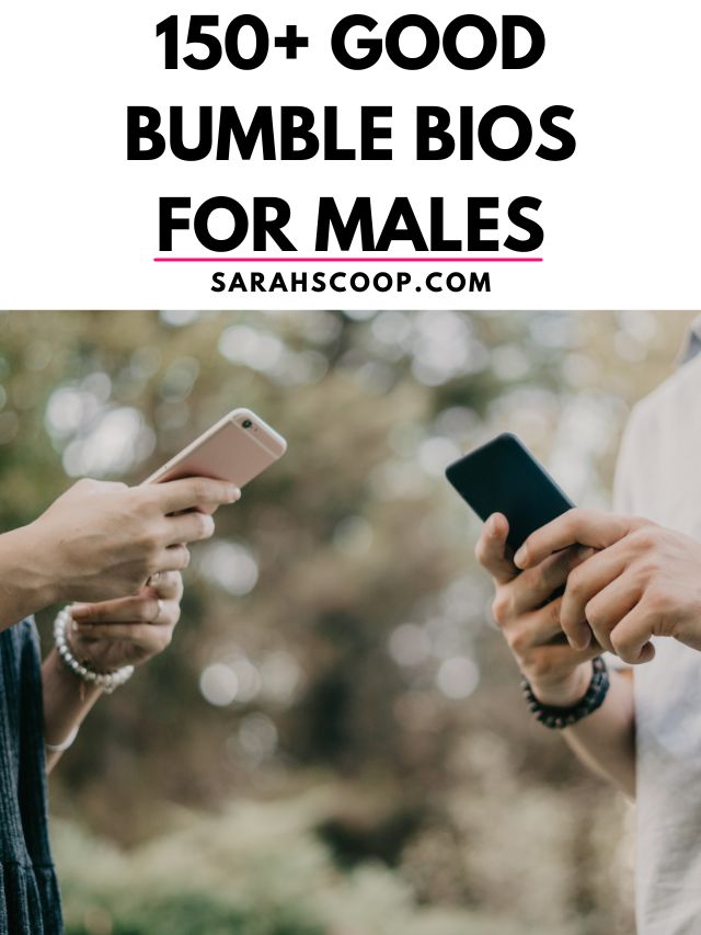 couple holding phones; good bumble bios male