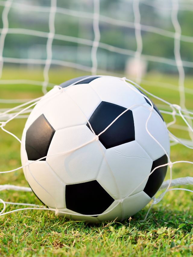 soccer ball stuck in net