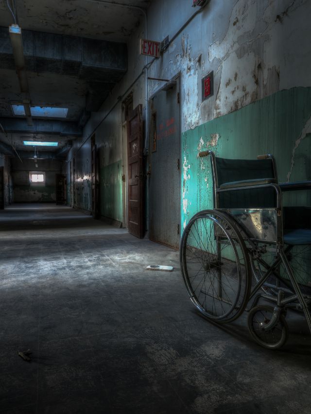 insane asylum with wheelchair