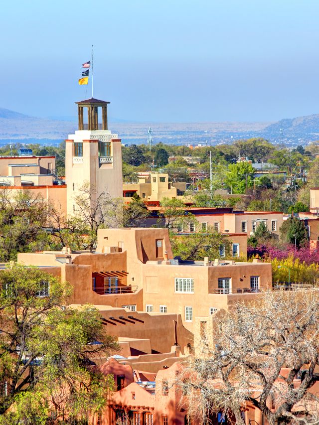 historic santa fe city in new mexico with old historic buildings