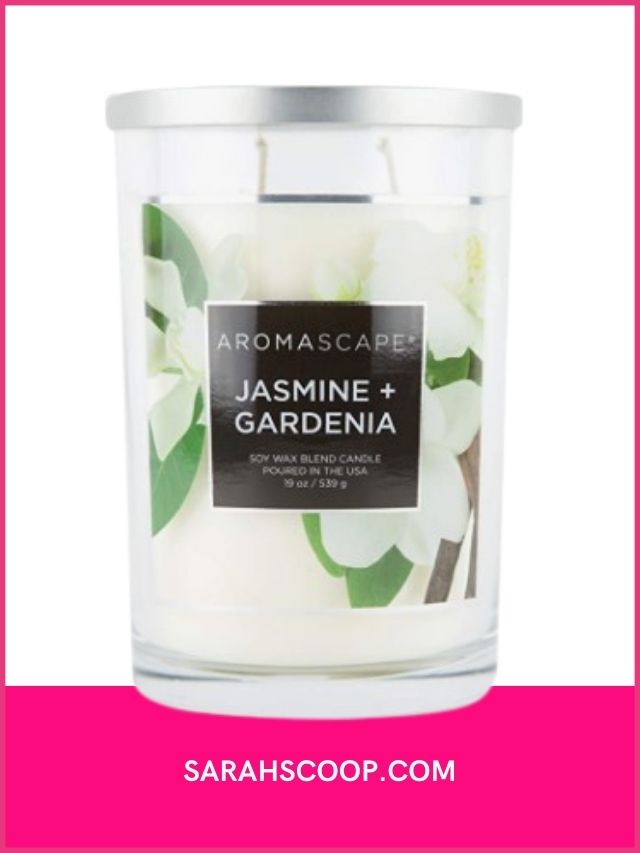 white aroma candle scented jasmine gardenia