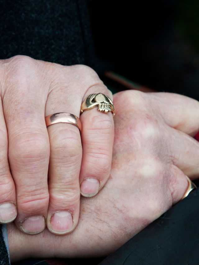 Irish ring on an older man's hand