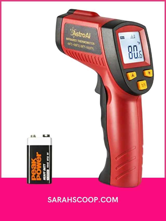 red AstroAl Digital Thermometer with battery for pizza ovens