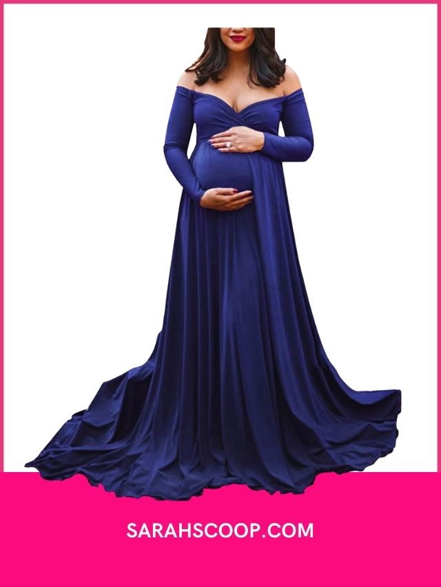 Saslax Maternity Off Shoulders Half Circle Gown