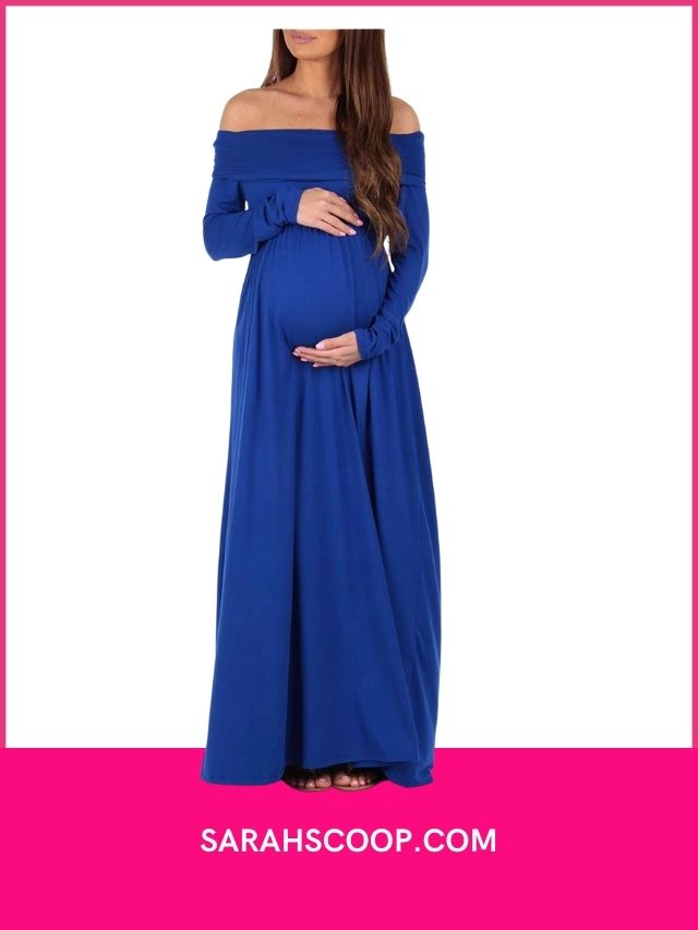 Cowl Neck and Over The Shoulder Maternity Dress
