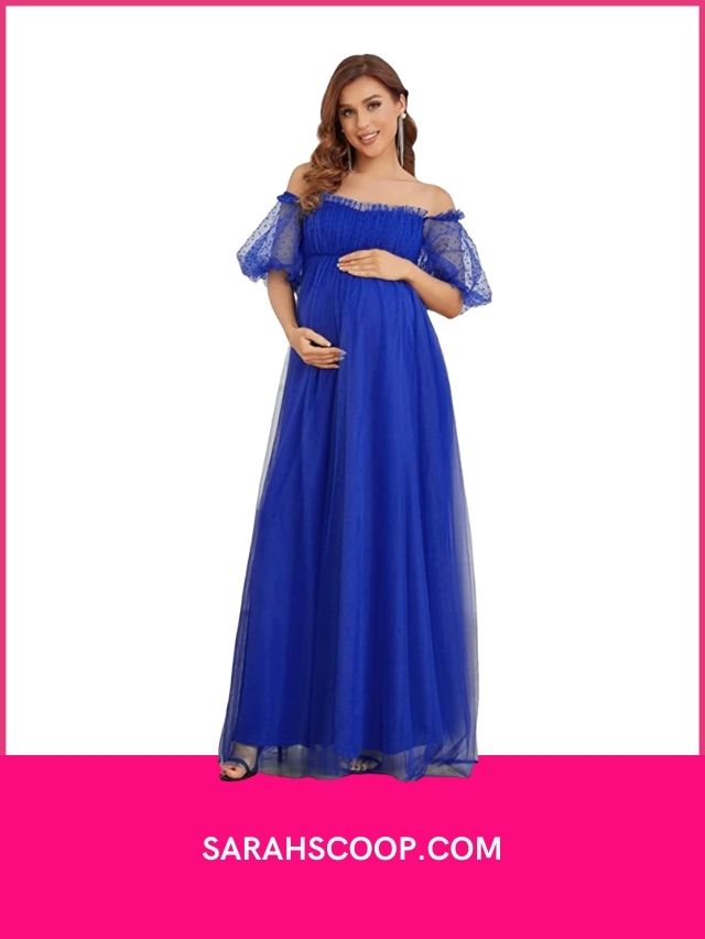 Ever-Pretty Off Shoulder Puffy Sleeve Maternity Dress