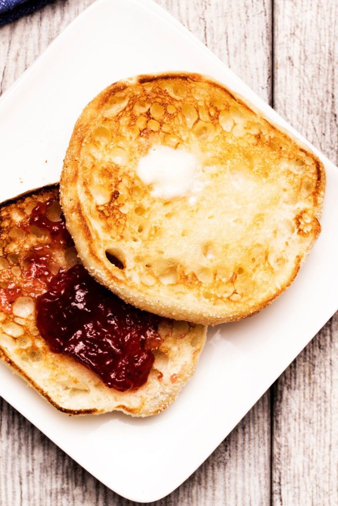 english muffin with jelly and butter 