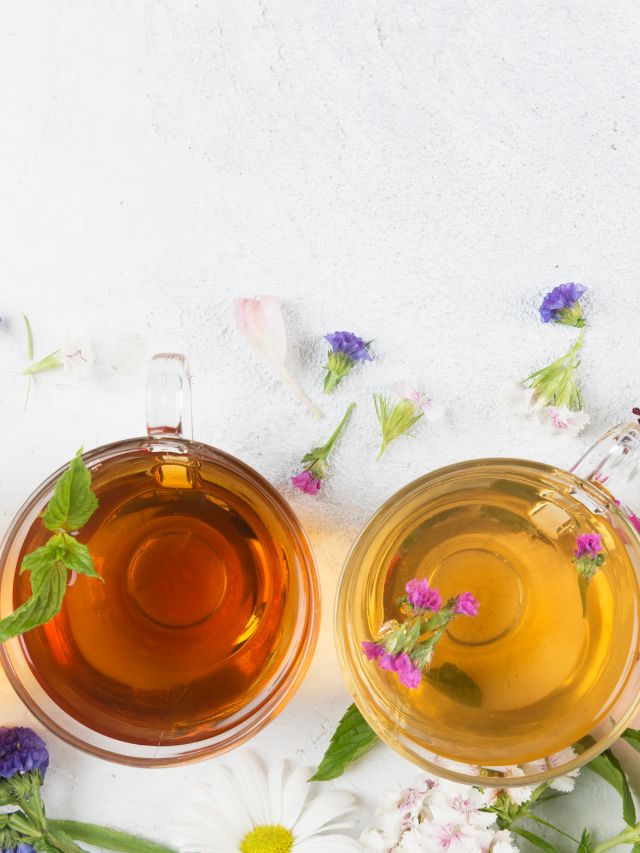 herbal teas with little flowers 